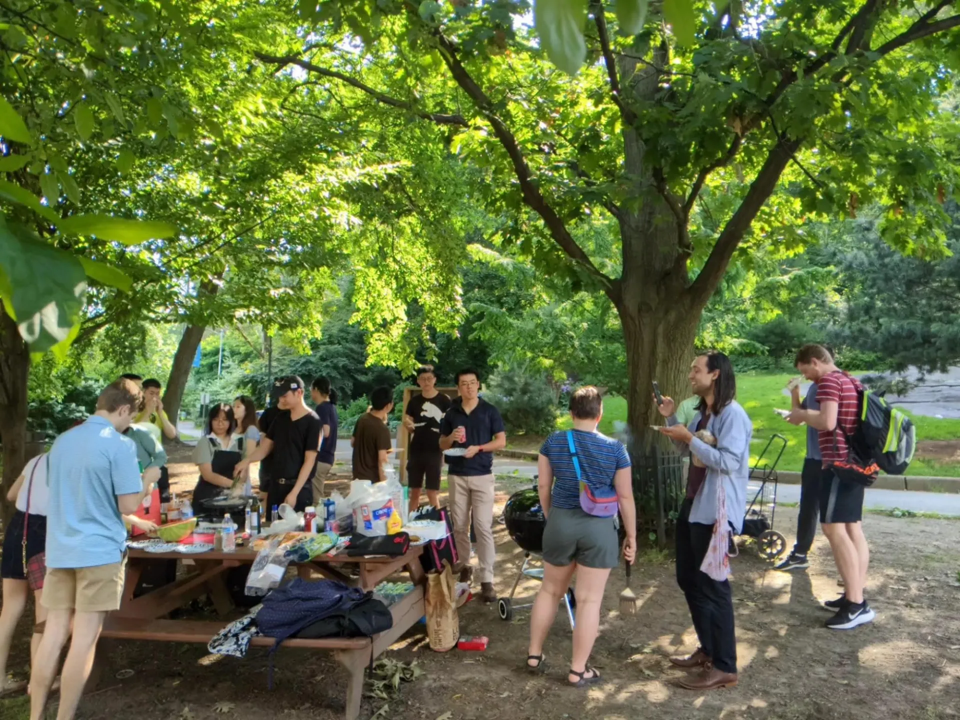 Students enjoying the BBQ