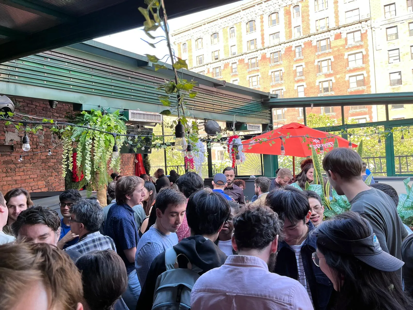 Party at a rooftop bar.